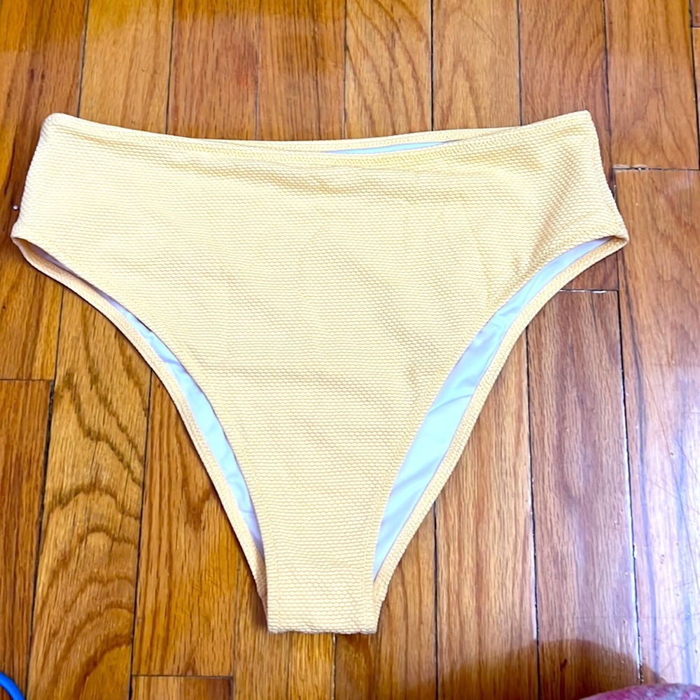 Shade & Shore Swim Suit bathing Suit Bottom Medium Yellow NWOT High Waist